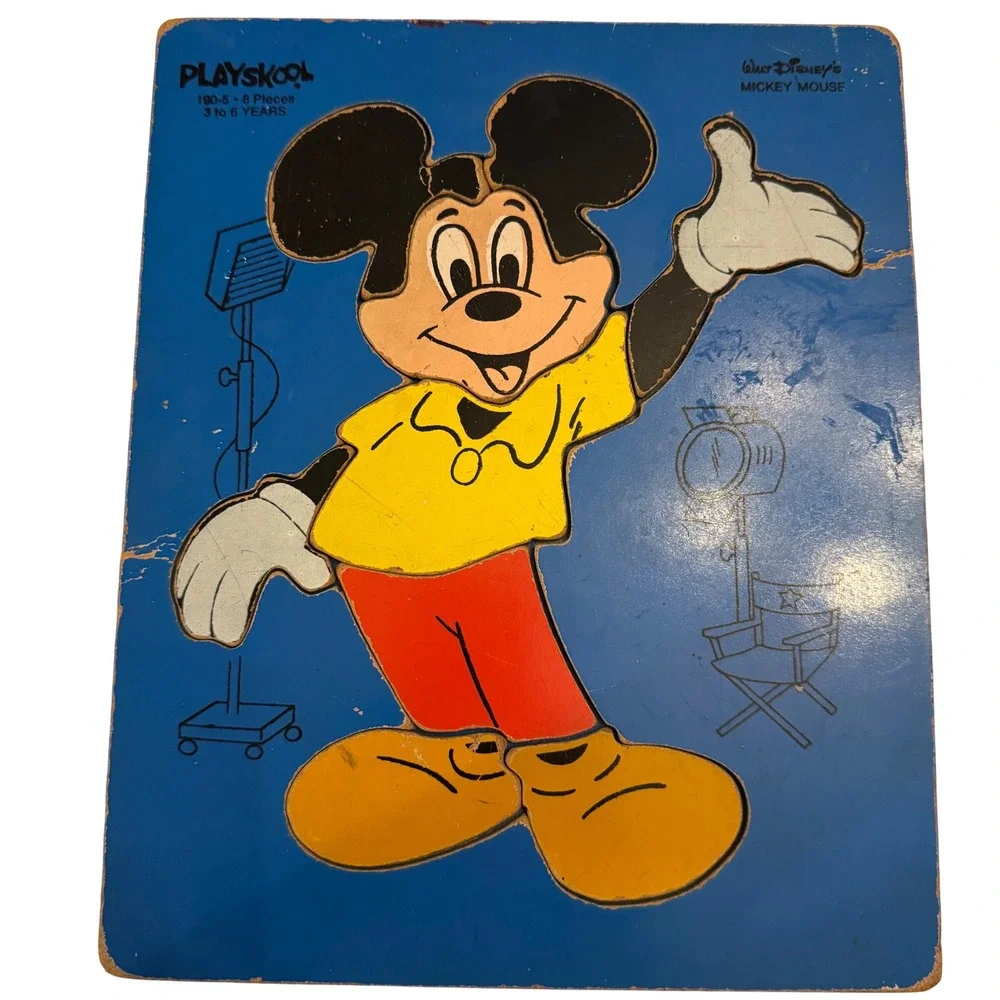 Playskool Disney Mickey Mouse 190-5 8 Piece Wood Peg Puzzle 3 to 6 Years Board